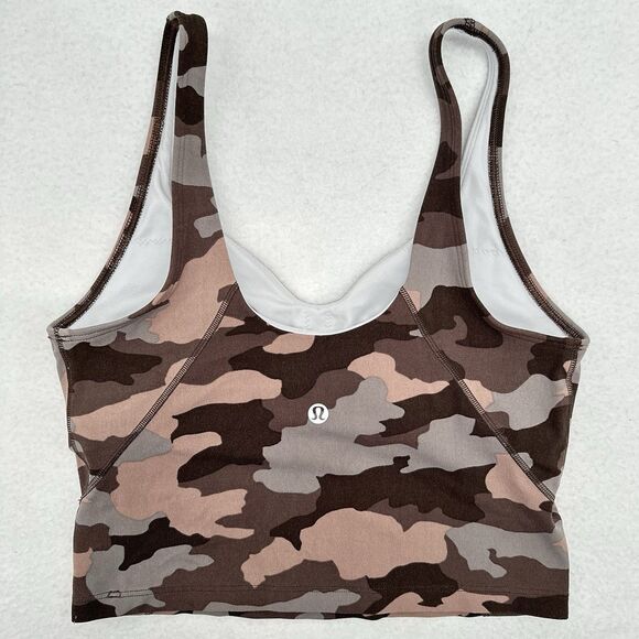 Lululemon Align Tank Cropped 6 Brown Camo Dusty Bronze Shelf Sports Bra A/B Cup - Picture 4 of 10